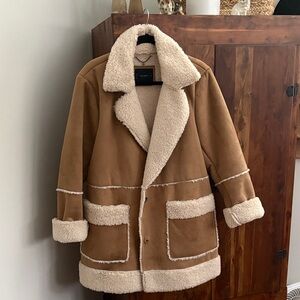 Lucky Brand Tan and Cream Shearling Jacket